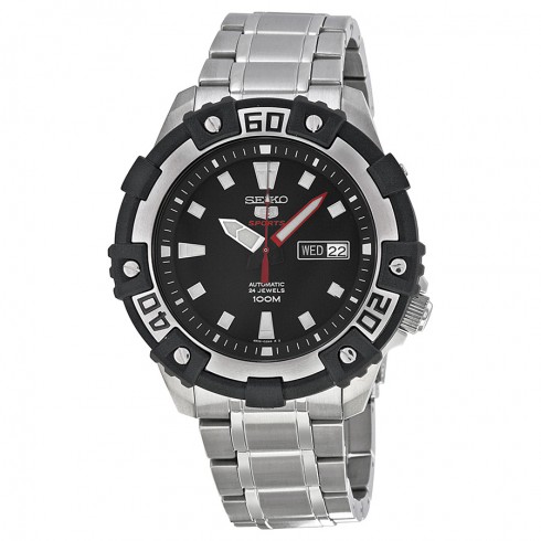 Seikp Series 5 Automatic Black Dial Stainless Steel Men's Watch SRP471 watches