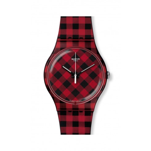 Swatch Adelboden Black and Red Dial Men's Watch SUOB124 watches