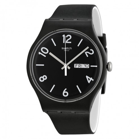 Swatch Backup Black Dial Black Silicone Unisex Watch SUOB715 watches