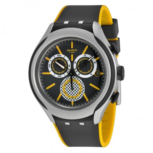 Swatch Bee-droid Chronograph Black Dial Black and Yellow Silicone Men's Watch YYS4008 watches