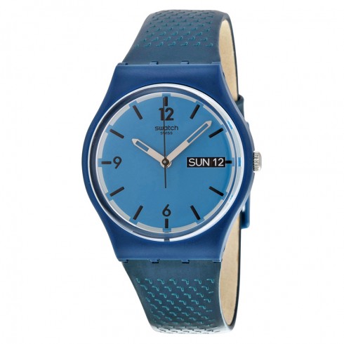 Swatch Blue Bottle Blue Dial Blue Leather Men's Watch GN719 watches