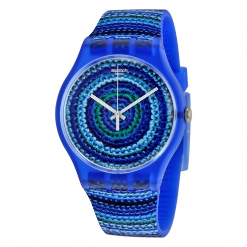 Swatch Centrino Multi-Shaded Blue Dial Multi-Shade Blue Plastic Unisex Watch SUOS104 watches