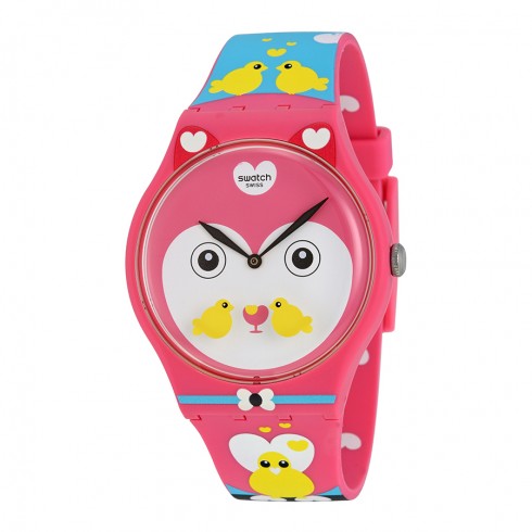 Swatch Choupinou Pink Dial Pink and Blue Silicone Ladies Watch SUOZ190 watches