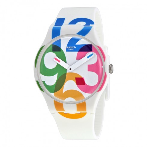 Swatch Clockwise White Dial White Silicone Ladies Watch SUOW117 watches