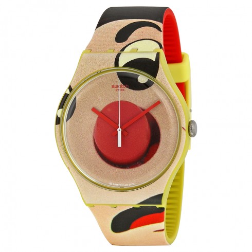 Swatch Dangerous Lies Multicolour Beige Dial Yellow Silicone Men's Watch SUOJ103 watches