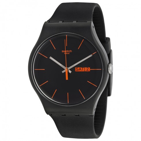 Swatch Dark Rebel Black Silicone Unisex Watch SUOB704 watches
