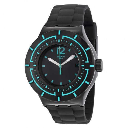Swatch Dark Water Black Dial Black Silicone Men's Sports Watch SUUB403 watches