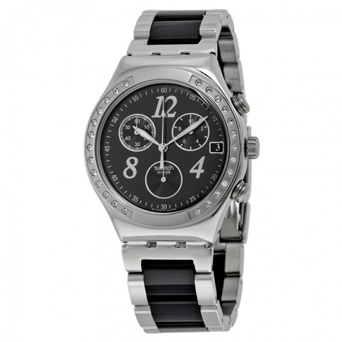 Swatch Dreamnight Chronograph Black Dial Two-tone Stainless Steel Men's Watch YCS485GC watches