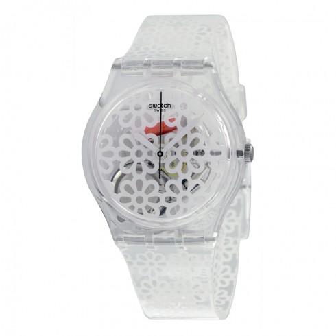 Swatch Eisblume Transparent Dial Transparent Plastic Ladies Watch GE243 watches