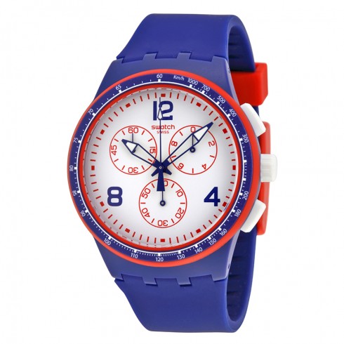 Swatch Fast Server Chronograph White Dial Blue Silicone Men's Watch SUSZ100 watches