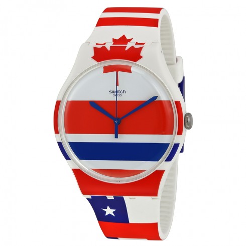 Swatch Flagtime Red White and Blue Dial Silicone Men's Quartz SUOW111 watches