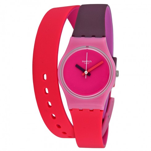 Swatch Fun In Pink Pink Dial Coral and Purple Silicone Ladies Watch LP137 watches
