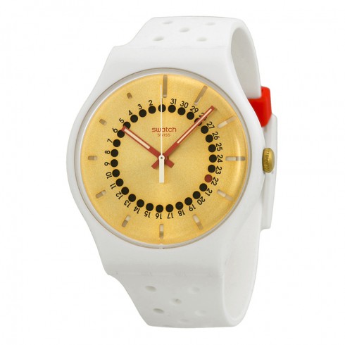 Swatch Generation 31 Gold Dial White Silicone Men's Watch SUOW400 watches