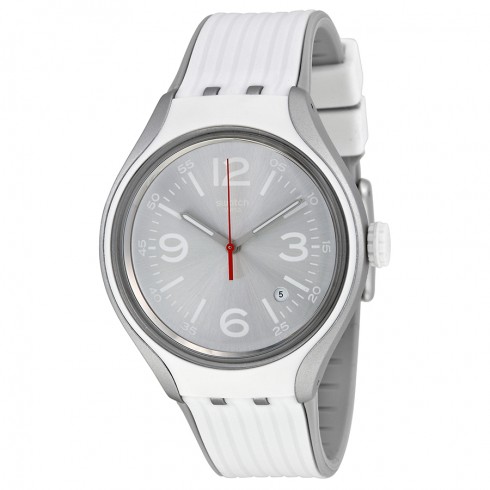 Swatch Go Dance Silver Dial White Silicone Men's Watch YES4005 watches
