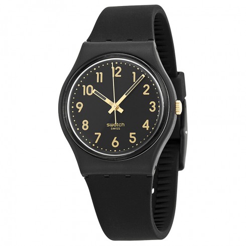 Swatch Golden Tac Black Dial Black Silicone Unisex Watch GB274 watches