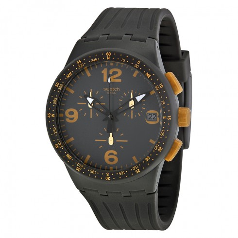 Swatch Gordon Grey Dial Black Silicone Men's Watch SUSA401 watches