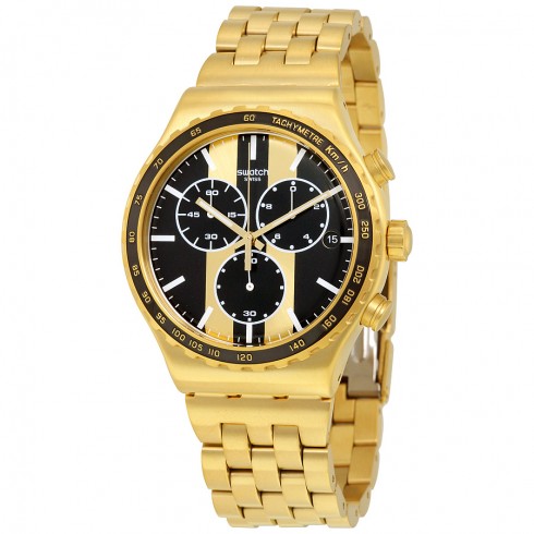 Swatch Irony Chronograph Black and Gold Dial Gold-plated Men's Watch YVG400G watches