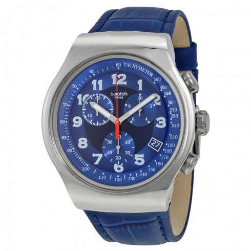 Swatch Irony Chronograph Blue Dial Blue Leather Men's Watch YOS449 watches