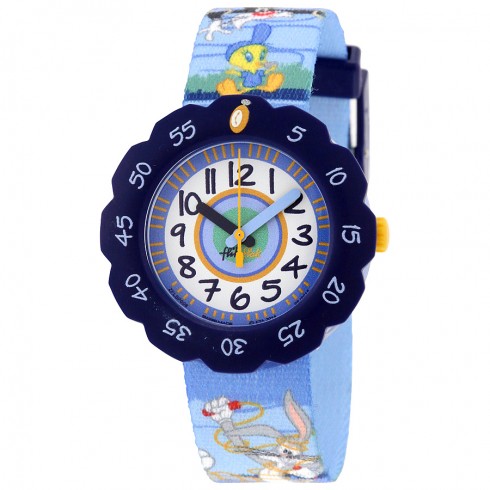 Swatch Looney Tunes Fun and Fit Blue and White Dial Kids Watch ZFLSP008 watches
