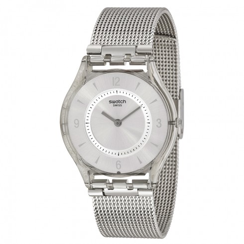 Swatch Metal Knit Grey Milanese Ladies Watch SFM118M watches