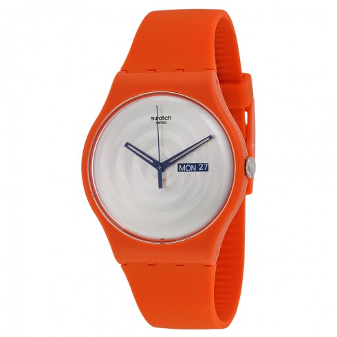 Swatch Multi Bross Silver Dial Orange Silicone Unisex Watch SUOO702 watches