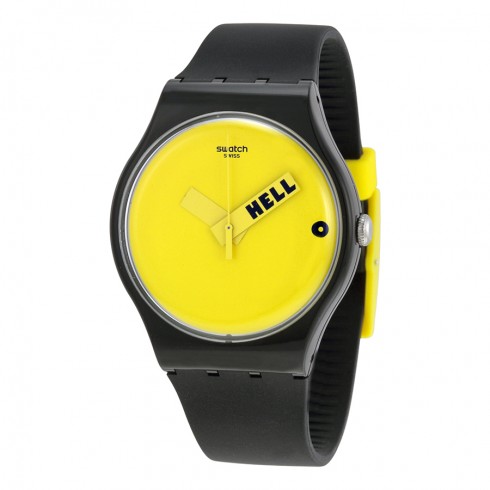 Swatch Originals Ciao Tutti Yellow Dial Black Silicone Unisex Watch SUOB120 watches
