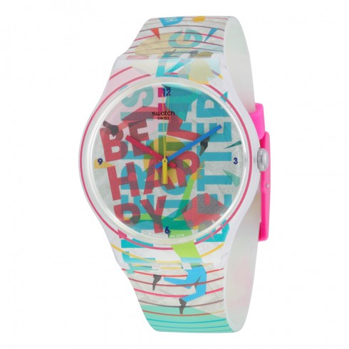 Swatch Originals Go Happy Multi-Colored Dial Multi-Colored Silicone Unisex Watch SUOZ196 watches