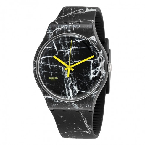 Swatch Originals Marmor Black Dial Marbled Black Silicone Unisex Watch SUOB123 watches