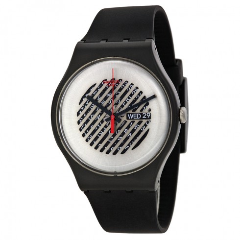 Swatch Originals On The Grill Silver Skeleton Dial Black Rubber Men's Watch SUOB713 watches