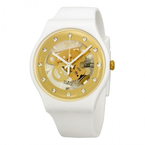 Swatch Originals Sunray Glam Skeleton Dial White Plastic Men's Watch SUOZ148 watches