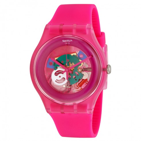 Swatch Pink Lacquered Pink Silicone Unisex Watch SUOP100 watches