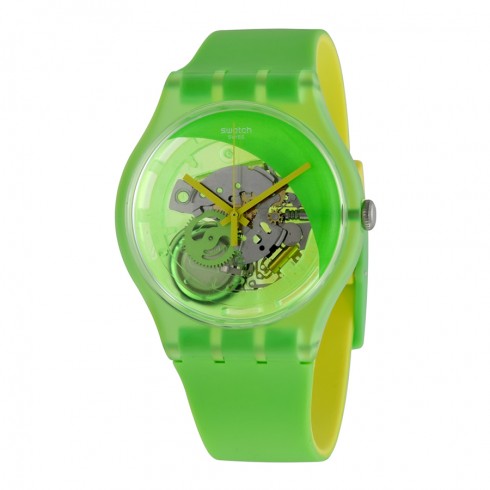 Swatch Pomme-Tech Green Skeletal Dial Men's Watch SUOG110 watches
