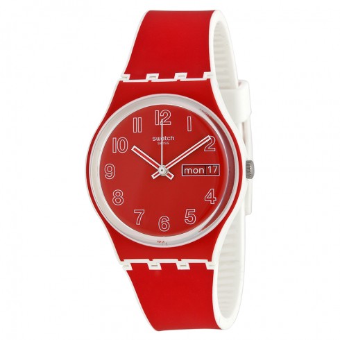 Swatch Poppy Field Red Dial Men's Quartz Watch GW705 watches