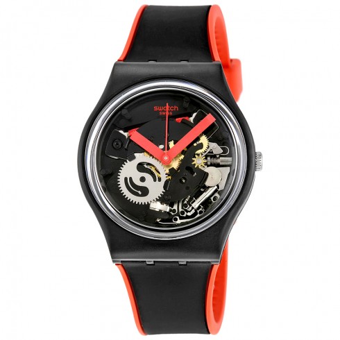 Swatch Red Frame Transparent Dial Ladies Watch GB290 watches