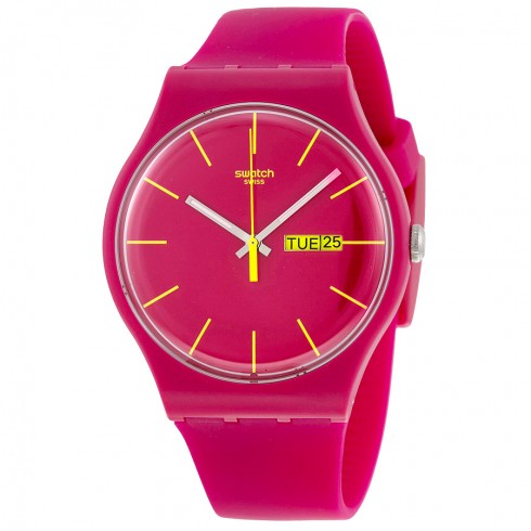 Swatch Rubine Rebel Pink Silicone Unisex Watch SUOR704 watches