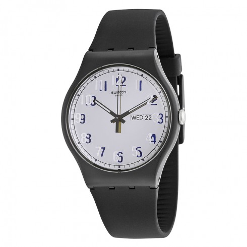 Swatch Secret Service Grey Dial Black Silicone Unisex Watch Grey watches