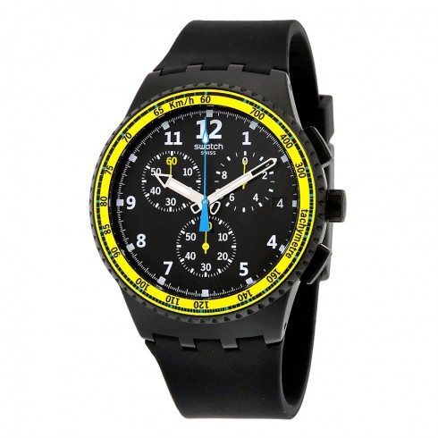 Swatch Sifnos Chronograph Black Dial Black Silicone Men's Watch SUSB404 watches