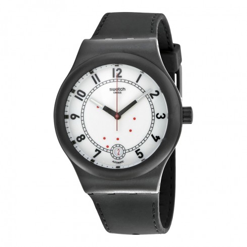 Swatch Sistem Chic Automatic White Dial Black Silicone Unisex Watch SUTB402 watches