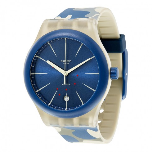 Swatch Sistem Incognito Automatic Blue Dial Camouflage Silicone Unisex Watch SUTT400 watches