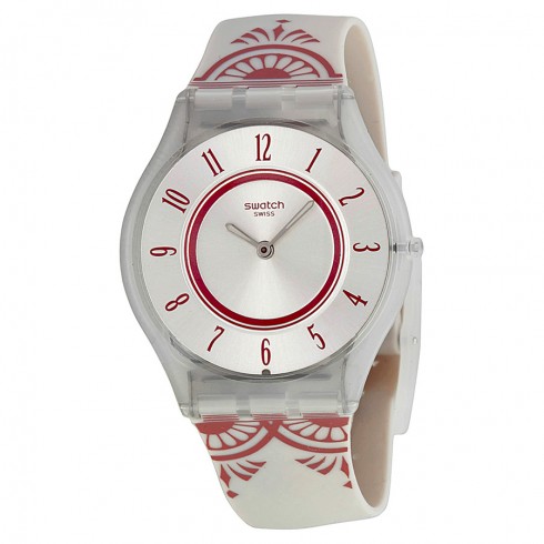 Swatch Skin Cuivre De Lune Silver Dial Silicone Ladies Watch SFW105 watches