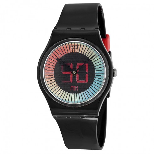 Swatch Speed Around Multi-Colored Dial Black Silicone Unisex Watch GB277 watches