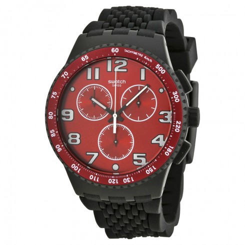 Swatch Testa De Toro Red Dial Black Silicone Rubber Unisex Watch SUSB101 watches