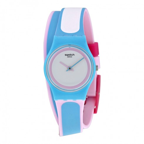 Swatch Tropical Beauty White Dial White Pink and Blue Silicone Ladies Watch Ll117 watches