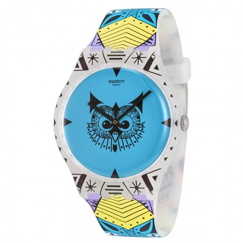 Swatch Wild Totem Blue Dial Multi-Color Silicone Unisex Watch SUOZ191 watches