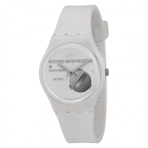 Swatch Yrettab Light Grey Dial White Silicone Unisex Watch GW170 watches