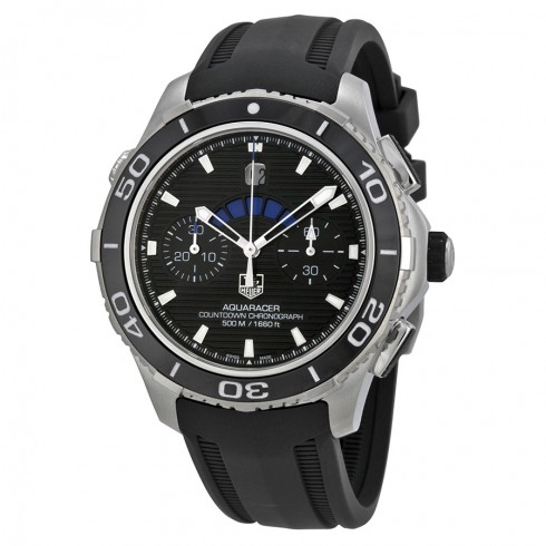 Tag Heuer Aquaracer Automatic Chronograph Black Dial Black Rubber Men's Watch CAK211A.FT8019 watches