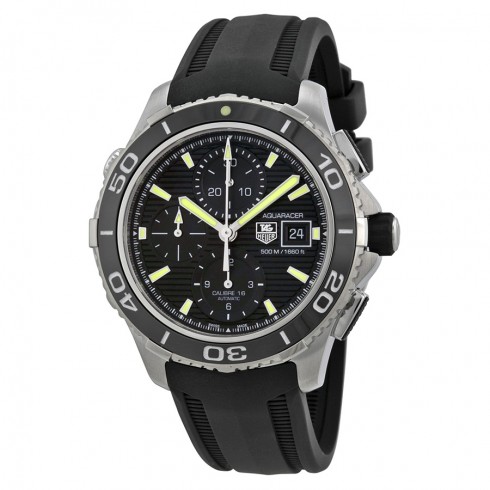 Tag Heuer Aquaracer Black Dial Chronograph Stainless Steel Black Rubber Men's Watch CAK2111FT8019 watches