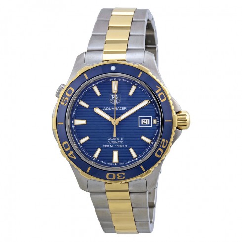 Tag Heuer Aquaracer Blue Dial Yellow Gold Plated and Steel Men's Watch WAK2120.BB0835 watches