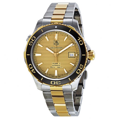 Tag Heuer Aquaracer Champagne Dial Steel and Gold Men's Watch WAK2121.BB0835 watches