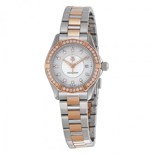 Tag Heuer Aquaracer Mother of Pearl Dial Steel and 18kt Rose Gold Ladies Watch WAP1452.BD0837 watches
